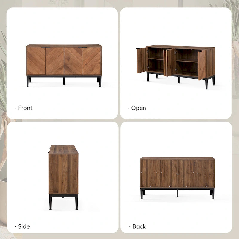 Mobile TV Senin Modern Herringbone con Ripiani Regolabili - 55 pollici
