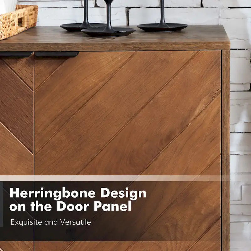 Mobile TV Senin Modern Herringbone con Ripiani Regolabili - 55 pollici