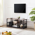 Mobile TV Industriale per Centro di Intrattenimento, Tavolino Consolle Multimediale con Contenitore e Scaffale a Rete per Soggiorno/Camera da Letto, Marrone
