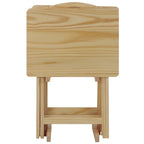 Tavolino vassoio tradizionale Laflin in legno massello, 5 pezzi