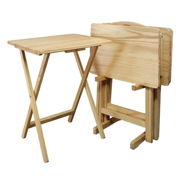 Tavolino vassoio tradizionale Laflin in legno massello, 5 pezzi