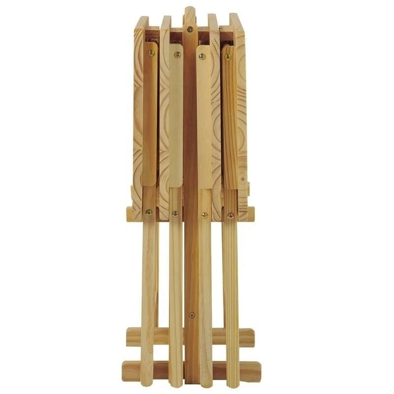 Tavolino vassoio tradizionale Laflin in legno massello, 5 pezzi