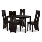 Set da pranzo contemporaneo in similpelle marrone, 5 pezzi