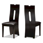 Set da pranzo contemporaneo in similpelle marrone, 5 pezzi
