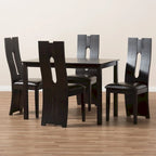 Set da pranzo contemporaneo in similpelle marrone, 5 pezzi