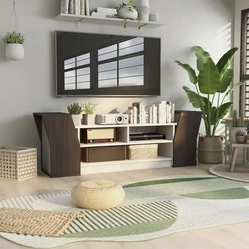 Consolle TV Tai Contemporary con 3 ripiani aperti da 71 pollici