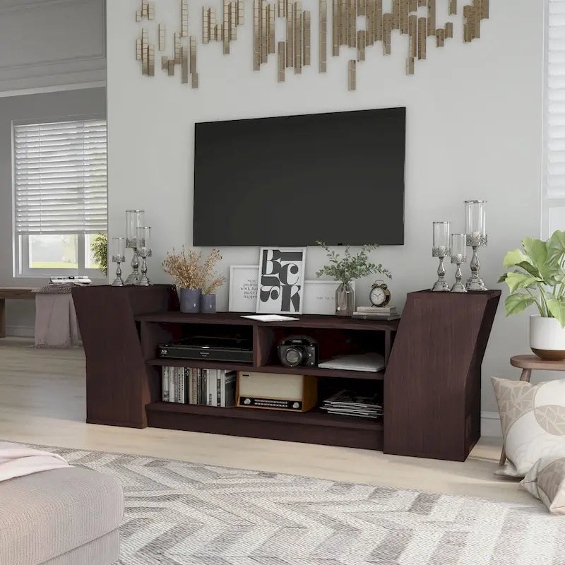 Consolle TV Tai Contemporary con 3 ripiani aperti da 71 pollici