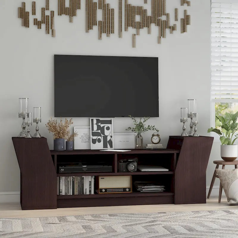 Consolle TV Tai Contemporary con 3 ripiani aperti da 71 pollici