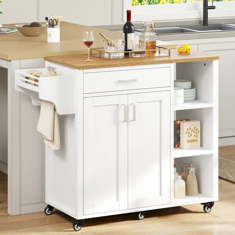 Carrello da cucina con isola, mobiletto su ruote