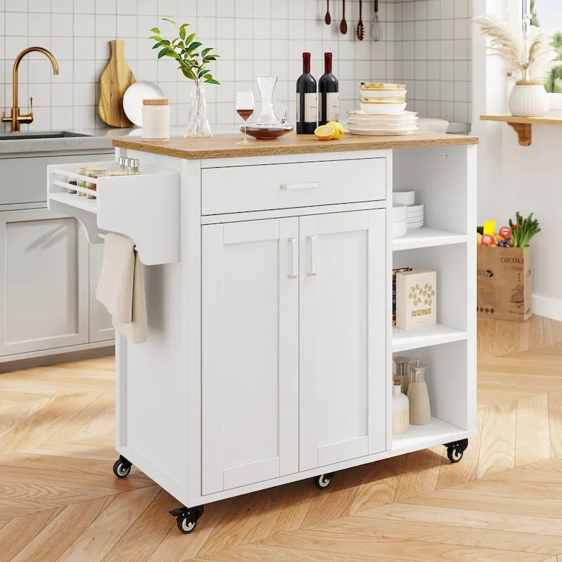 Carrello da cucina con isola, mobiletto su ruote