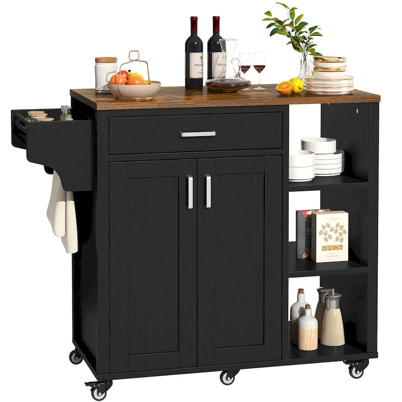 Carrello da cucina con isola, mobiletto su ruote