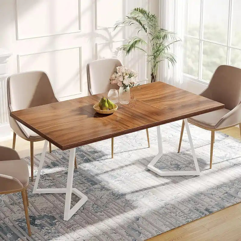 Modern 55 Inches Dining Table, Rectangular Dinner Table for 6