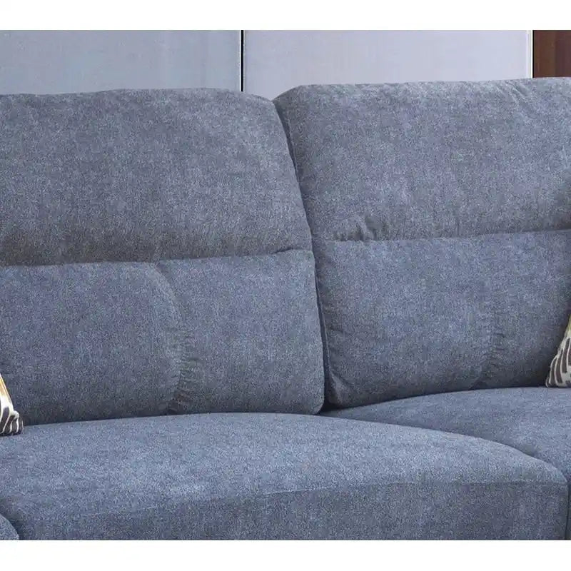 Divano sezionale in tessuto Diego 103.5 con chaise longue a destra, pouf contenitore e 2 cuscini decorativi