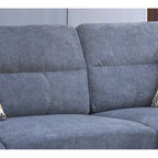Divano sezionale in tessuto Diego 103.5 con chaise longue a destra, pouf contenitore e 2 cuscini decorativi