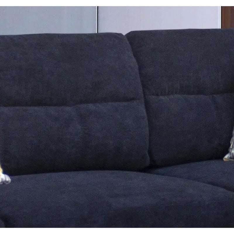 Divano sezionale in tessuto Diego 103.5 con chaise longue a destra, pouf contenitore e 2 cuscini decorativi