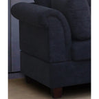 Divano sezionale in tessuto Diego 103.5 con chaise longue a destra, pouf contenitore e 2 cuscini decorativi