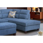 Divano sezionale in tessuto Diego 103.5 con chaise longue a destra, pouf contenitore e 2 cuscini decorativi