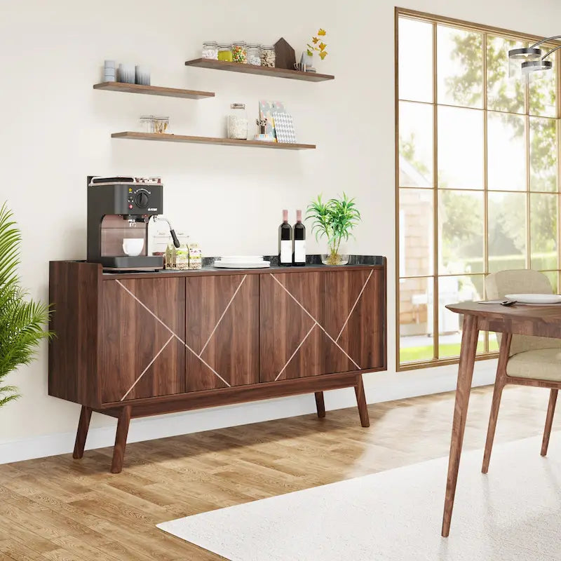 Credenza da 55 pollici, mobile da cucina, credenza da bar con contenitore e ante per sala da pranzo, soggiorno, ingresso