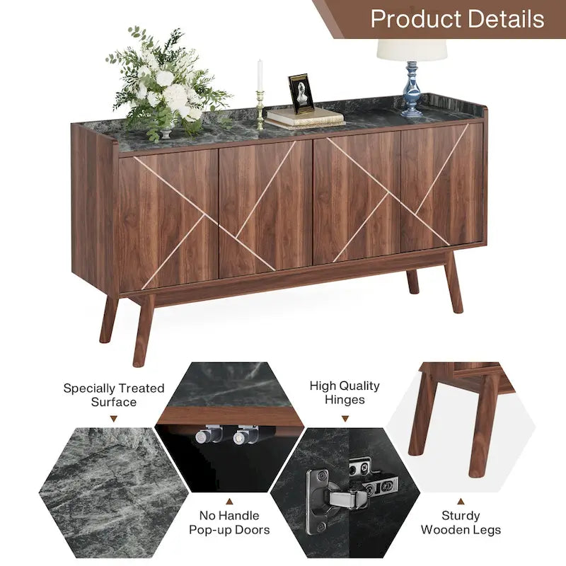 Credenza da 55 pollici, mobile da cucina, credenza da bar con contenitore e ante per sala da pranzo, soggiorno, ingresso