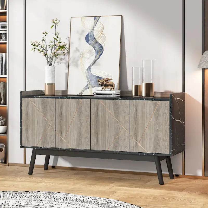 Credenza da 55 pollici, mobile da cucina, credenza da bar con contenitore e ante per sala da pranzo, soggiorno, ingresso