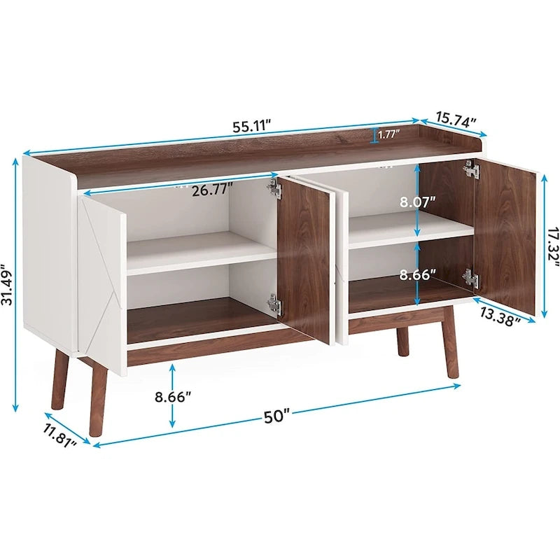 Credenza da 55 pollici, mobile da cucina, credenza da bar con contenitore e ante per sala da pranzo, soggiorno, ingresso
