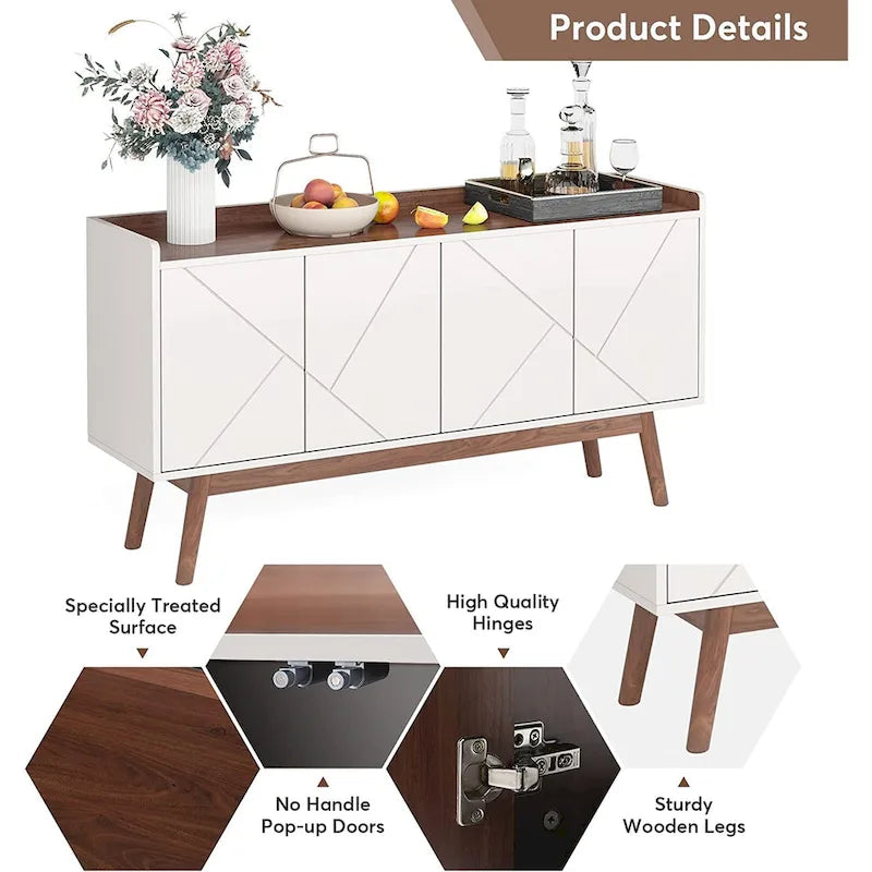 Credenza da 55 pollici, mobile da cucina, credenza da bar con contenitore e ante per sala da pranzo, soggiorno, ingresso