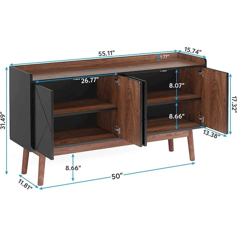 Credenza da 55 pollici, mobile da cucina, credenza da bar con contenitore e ante per sala da pranzo, soggiorno, ingresso