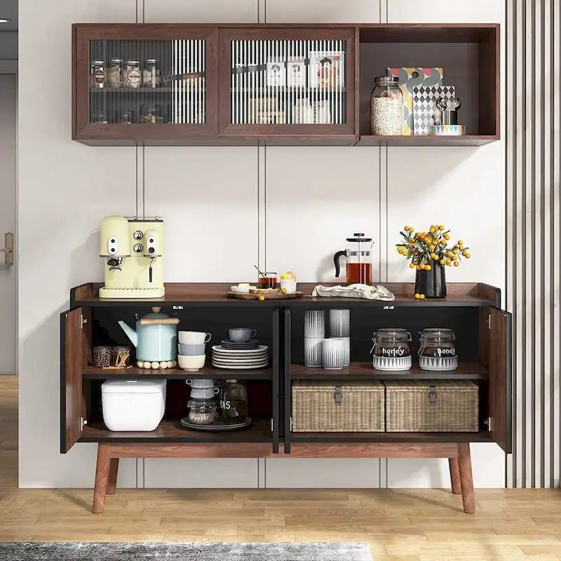 Credenza da 55 pollici, mobile da cucina, credenza da bar con contenitore e ante per sala da pranzo, soggiorno, ingresso