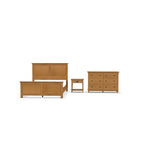 Letto matrimoniale a 3 pezzi, comodino e cassettiera in legno marrone Oak Park