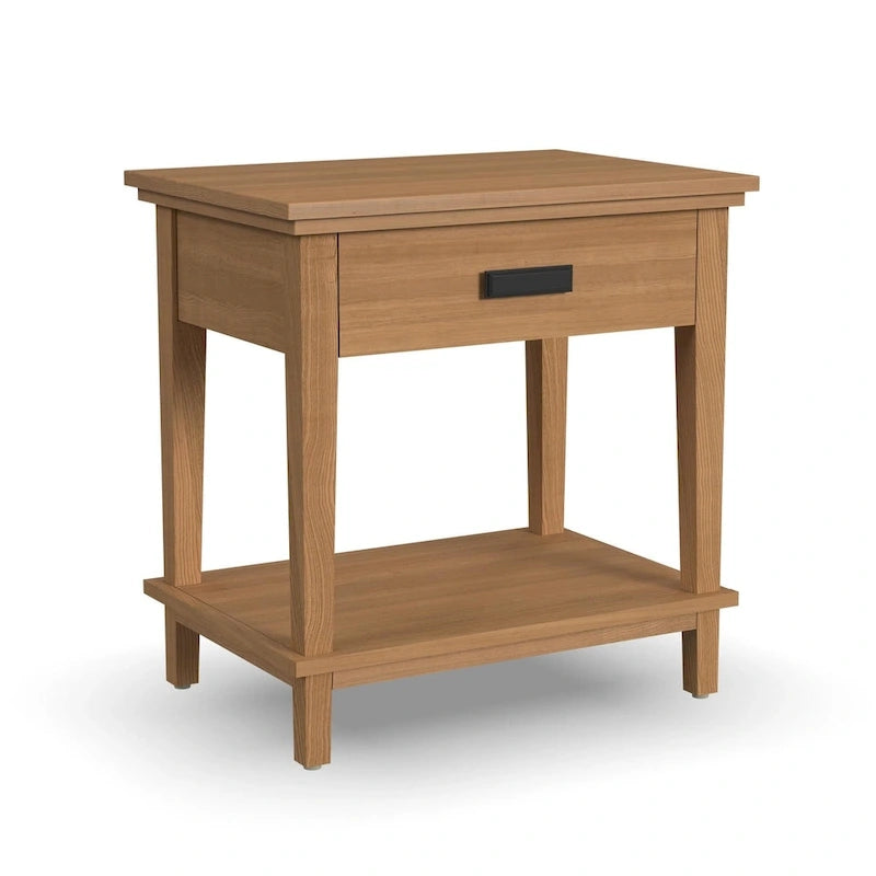 Letto matrimoniale a 3 pezzi, comodino e cassettiera in legno marrone Oak Park