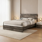 Camera da letto Annis 4 pezzi con piattaforma rustica marrone