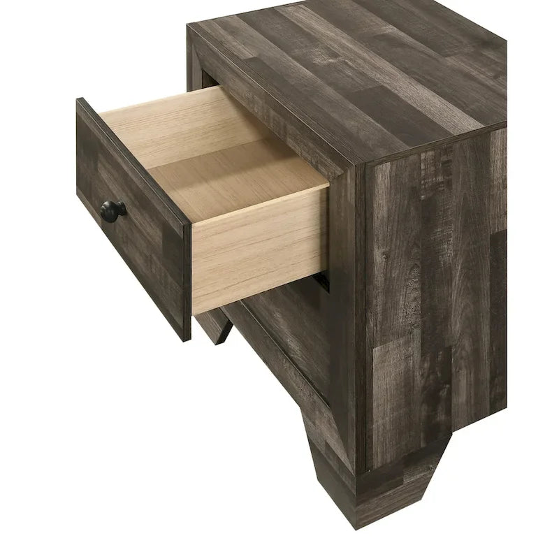 Camera da letto Annis 4 pezzi con piattaforma rustica marrone