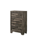 Camera da letto Annis 4 pezzi con piattaforma rustica marrone