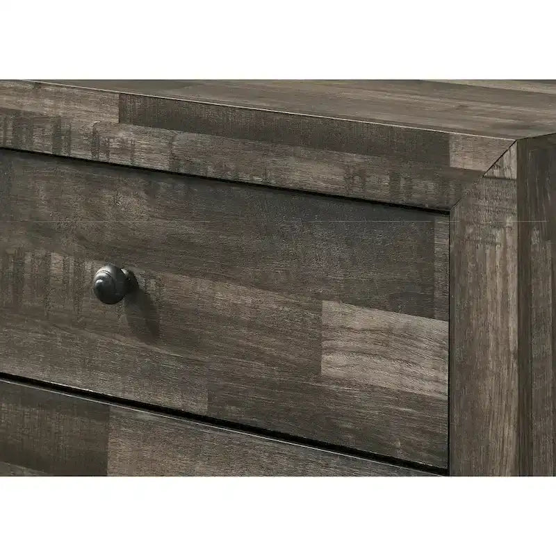 Camera da letto Annis 4 pezzi con piattaforma rustica marrone