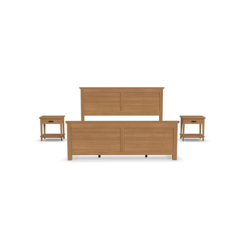 Letto King in legno marrone Oak Park e due comodini