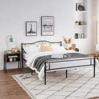 Camera da letto 3 pezzi con letto a piattaforma nero e 2 comodini