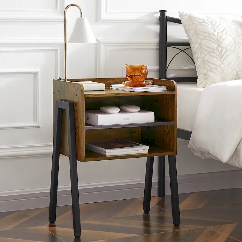 Camera da letto 3 pezzi con letto a piattaforma nero e 2 comodini