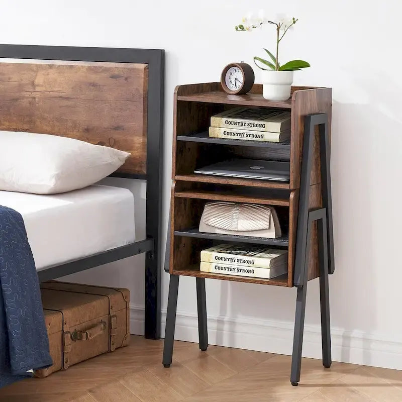 Camera da letto 3 pezzi con letto a piattaforma nero e 2 comodini