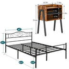 Camera da letto 3 pezzi con letto a piattaforma nero e 2 comodini
