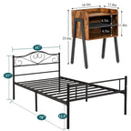 Camera da letto 3 pezzi con letto a piattaforma nero e 2 comodini