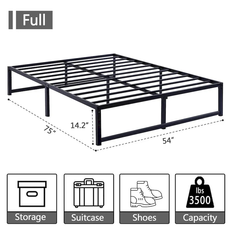 Struttura letto a piattaforma in metallo da 14 pollici Full Size, senza necessità di rete a molle