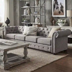 Divano Chesterfield Knightsbridge grigio chiaro extra lungo