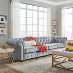 Divano Chesterfield Knightsbridge grigio chiaro extra lungo