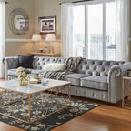 Divano Chesterfield Knightsbridge grigio chiaro extra lungo