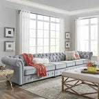 Divano Chesterfield Knightsbridge grigio chiaro extra lungo