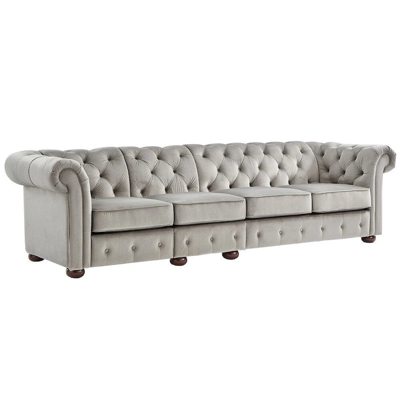 Divano Chesterfield Knightsbridge grigio chiaro extra lungo