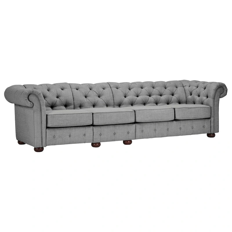 Divano Chesterfield Knightsbridge grigio chiaro extra lungo
