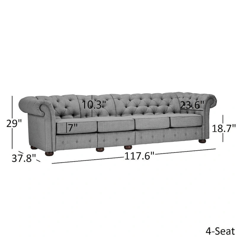 Divano Chesterfield Knightsbridge grigio chiaro extra lungo