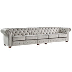 Divano Chesterfield Knightsbridge grigio chiaro extra lungo