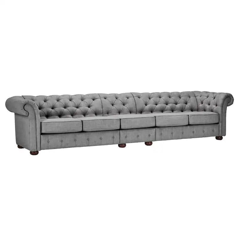 Divano Chesterfield Knightsbridge grigio chiaro extra lungo